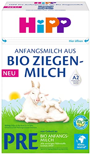 HiPP PRE Anfangsmilch aus Bio Ziegenmilch (5 x 400g), von Geburt an, mit GOS, nur Lactose, A2-beta-Casein, besonders leicht verdaulich von HiPP