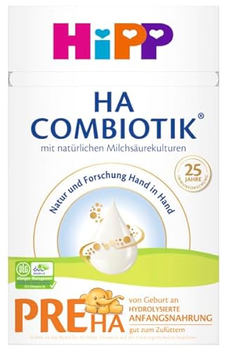 HiPP PRE HA Combiotik (4 x 600g), hydrolysierte Anfangsmilch von Geburt an, mit natürlichen Milchsäurekulturen, für sensible Immunsysteme von HiPP