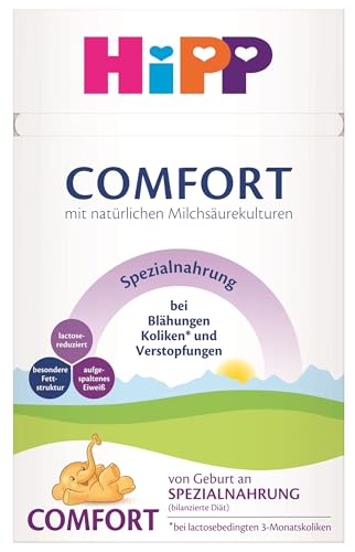 HiPP Comfort Spezialnahrung (4 x 600g), von Geburt an, lactose-reduziert, zum Diätmanagement bei Koliken, Blähungen & Verstopfungen, von HiPP