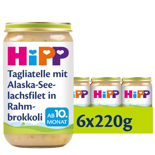 HiPP Tagliatelle mit Alaska-Seelachsfilet in Rahmbrokkoli, 6er Pack (6 x 220 g) von HiPP