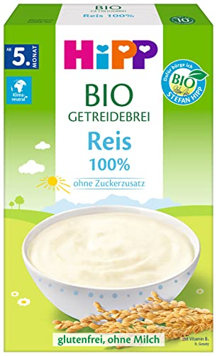HiPP Bio Getreidebrei 100% Reis (6 x 200g), nach dem 5. Monat, glutenfrei, ohne Zuckerzusatz, ohne Milch, in bester Bio-Qualität von HiPP