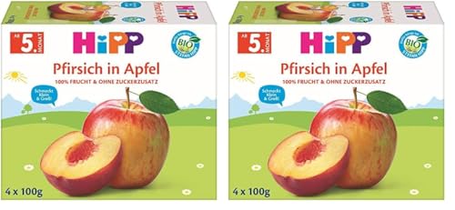 Hipp Frucht-Pause Pfirsich in Apfel 5805, 12er Pack (6 x 4 x 100 g Packung) von HiPP
