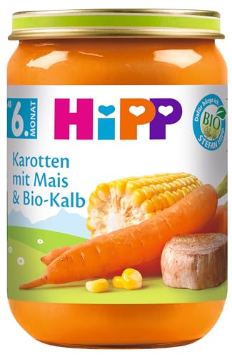 HiPP Karotten mit Mais und Bio-Kalb, 6er Pack (6 x 190 g) von HiPP