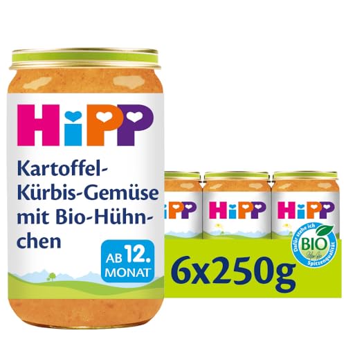 HiPP Kartoffel-Kürbis-Gemüse mit Bio-Hühnchen, 6er Pack (6 x 250 g) von HiPP