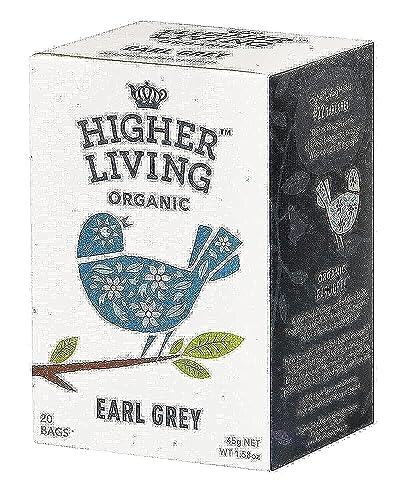 Higher Living Earl Grey Bio Schwarztee, 20 Teebeutel, 1er Pack (1 x 45 g) von Higher Living