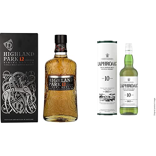 Highland Park 12 Jahre | Single Malt Scotch Whisky | 40% Vol | 700ml Einzelflasche + Laphroaig 10 | Islay Single Malt Scotch Whisky | 40% Vol | 700ml Einzelflasche | Bundle von Highland Park