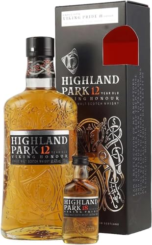 Highland Park 12 Jahre und 18 Jahre Mini | Viking Honour mit Geschenkverpackung | Single Malt Scotch Whisky | vollmundiger, rauchiger Geschmack | mit der Wikinger-Seele | 40 % Vol | 700 ml von Highland Park