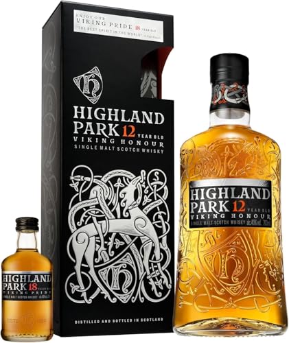 Highland Park 12 Jahre und 18 Jahre Mini | Viking Honour mit Geschenkverpackung | Single Malt Scotch Whisky | vollmundiger, rauchiger Geschmack | mit der Wikinger-Seele | 40 % Vol | 700 ml von Highland Park