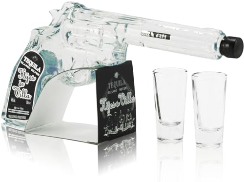 Hijos de Villa Blanco Tequila Revolver-Flasche mit 2 Shotgläsern (1 x 0.2 l) von Hijos de Villa