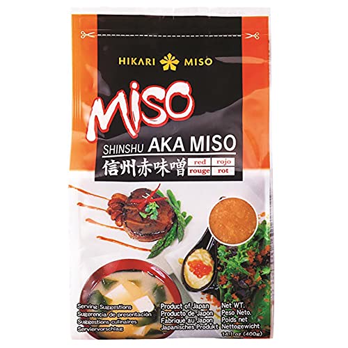 Hikari Miso Rote Paste (Shinshu Aka), authentische Miso-Paste aus Japan, ohne Zusatzstoffe, 400 g von Hikari Miso