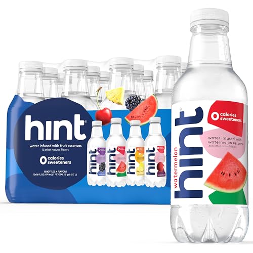 Hint Wasser mit Früchten, Sortimentspackung, Kirsche, Wassermelone, Ananas, Brombeere, 400 ml (12 Stück) von Hint