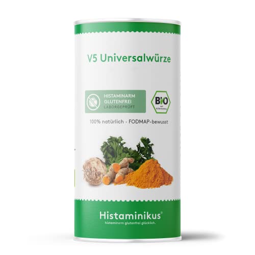 Histaminikus V5 Universalwürze 120g - hoher Gemüseanteil - Bio Gewürzmischung - Gewürz für Suppe & Eintöpfe - histaminarm & glutenfrei Leben - geeignet bei Histaminintoleranz - Made in Germany von Histaminikus