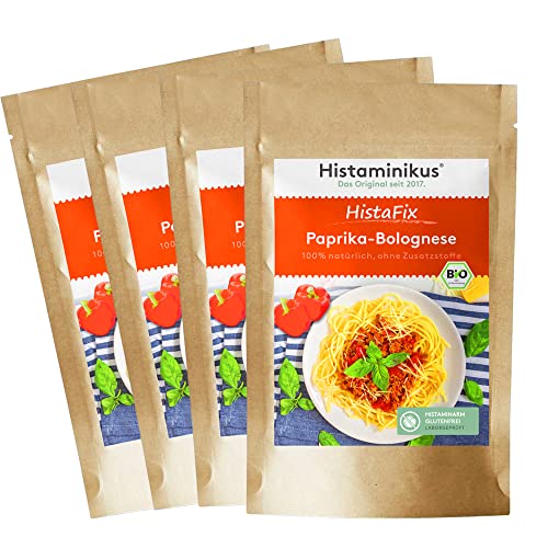 Histaminikus HistaFix Bio Paprika-Bolognese - 4er-Packung - 2-3 Portionen pro Tüte - Bio Gewürzmischung - geeignet bei Histaminintoleranz - glutenfrei und ohne Sonnenblumenöl - Made in Germany von Histaminikus