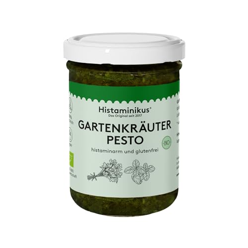 Histaminikus Gartenkräuterpesto, 130 g Bio-Pesto, ohne künstliche Aromen, Farb- und Konservierungsstoffe, glutenfrei und histaminarm von Histaminikus