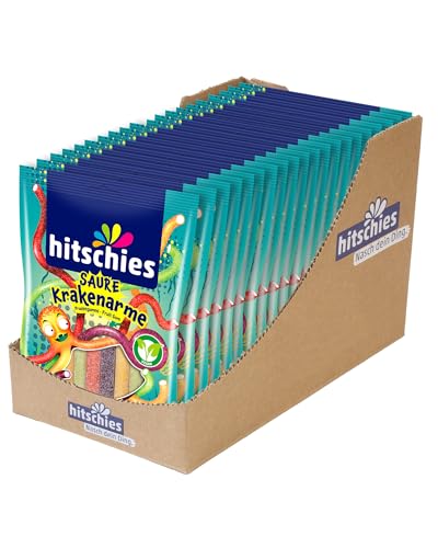 hitschies Saure Krakenarme - Saure Fruchtgummis mit Vanillig-süßer Füllung - Sorten: Erdbeere, Apfel, Orange, Johannisbeere - Vegan - 20 x 125g von hitschie's