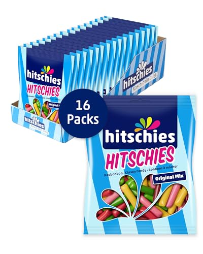 Hitschies Original Mix - Fruchtig-knackige Kaubonbons mit Softem Kern - Erdbeere, Apfel, Kirsche, Zitrone & Himbeere - Glutenfrei & Halal - 16 x 150g von hitschie's