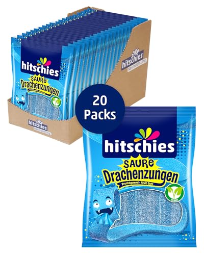 hitschies Saure Drachenzungen Blau - Fruchtig-saure Fruchtgummis in Blau - Sorte: Blaue Himbeere - Drachenstarkes Kauvergnügen - Vegan - 20 x 125g hitschies Saure Drachenzungen Blau - Fruchtig-saure Fruchtgummis in Blau - Sorte: Blaue Himbeere - Drachenstarkes Kauvergnügen - Vegan - 20 x 125g von hitschie's