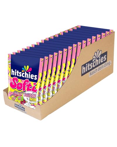 hitschies Softi Juizzy Mix - Fruchtige Kaubonbons mit Flüssigem Kern - Himbeere, Kirsche, Apfel & Zitrone - Glutenfrei & Halal - 16 x 90g von hitschie's