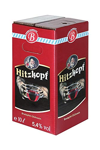 Bayernwald Hitzkopf Glühwein Bratapfel, aus Obst- und Beerenwein, hergestellt mit natürlichen Früchten in bester Qualität, 5,4% vol, BIB 10 l Bayernwald Hitzkopf Glühwein Bratapfel, aus Obst- und Beerenwein, hergestellt mit natürlichen Früchten in bester Qualität, 5,4% vol, BIB 10 l von Bielmeier