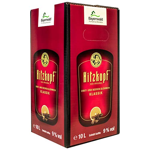 Bayernwald Hitzkopf Glühwein Klassik, aus Obst- und Beerenwein, hergestellt mit natürlichen Früchten in bester Qualität, 9 % vol, BIB 10 l von Hitzkopf
