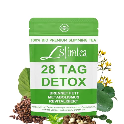 Detox Tee für Abnehmen – 28 Tage Entgiftungstee mit Lotusblatt, Cassia-Samen, Moringa, Maulbeerblatt & Grüntee – Natürliche Fettverbrennung, Stoffwechsel Boost & Verdauungsunterstützung von Hobriweto