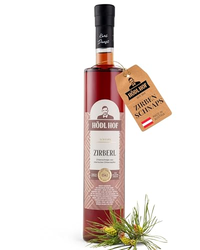 Hödl Hof Zirben-Schnaps 0,5L I Hochwertiger Zirbenschnaps aus steirischen Zirbenzapfen I Feinster Premium-Schnaps mit süßbitteren & würzigen Holznoten I Edle Spirituose 25% vol von Hödl Hof