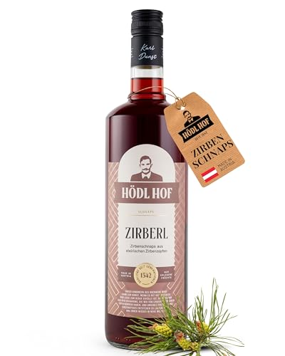 Hödl Hof Zirben-Schnaps 1,0L I Hochwertiger Zirbenschnaps aus steirischen Zirbenzapfen I Feinster Premium-Schnaps mit süßbitteren & würzigen Holznoten I Edle Spirituose 25% vol von Hödl Hof