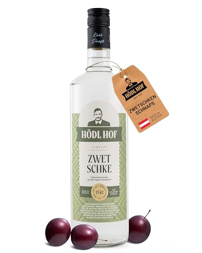 Hödl Hof Zwetschken-Schnaps 1,0L I Hochwertiger Fruchtschnaps mit Zwegschen aus eigenen Obstgärten I Feiner Zwetschgenschnaps mit Nuancen an Mandel I Edle Spirituose 38% vol von Hödl Hof
