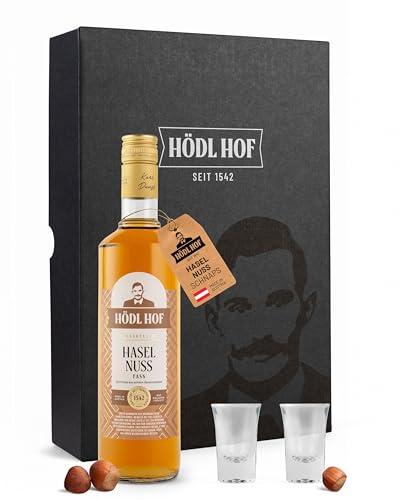 Hödl Hof Geschenkset inkl. 0,7L Haselnuss-Schnaps & 2 Schnapsgläser I Haselnuss-Fass mit gerösteten Nüssen I Haselnuss-Geist aus Eichenfass-Lagerung I Ideal als Geschenk I Edle Spirituose 38% vol Hödl Hof Geschenkset inkl. 0,7L Haselnuss-Schnaps & 2 Schnapsgläser I Haselnuss-Fass mit gerösteten Nüssen I Haselnuss-Geist aus Eichenfass-Lagerung I Ideal als Geschenk I Edle Spirituose 38% vol von Hödl Hof