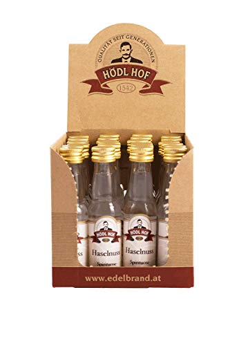 Hödl Hof Haselnuss-Schnaps 24x20ml I Feiner Nuss-Schnaps mit gerösteten Haselnüssen I Hochwertiger Nussschnaps mit malzig-nussigem Aroma & sanfter Süße I Edle Spirituose 33% vol von Hödl Hof