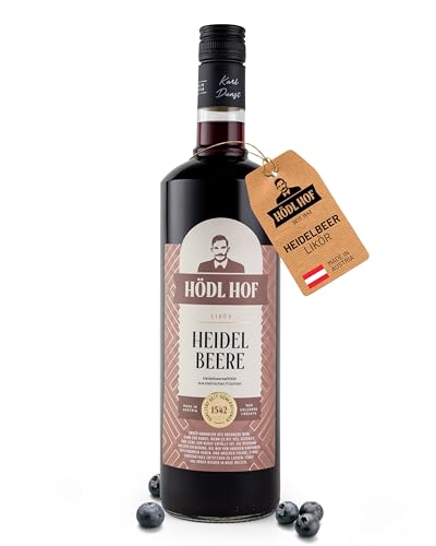 Hödl Hof Heidelbeer-Likör 1,0L I Fruchtlikör mit Heidelbeeren aus eigenen Obstgärten I Hochwertiger Likör mit Frucht-Noten und Zitrone I Feinster Premium Likör I Edle Spirituose 20% vol von Hödl Hof