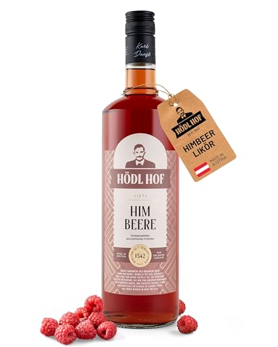 Hödl Hof Himbeer-Likör 1,0L I Fruchtlikör mit Himbeeren aus eigenen Obstgärten I Hochwertiger Likör mit fruchtig-säuerlich Noten I Feinster Premium Likör I Edle Spirituose 20% vol von Hödl Hof