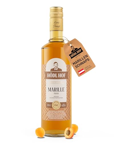 Hödl Hof Marille Fass | 38% vol. | Marillenschnaps im Holzfass gelagert (Eichenfass) | Marille Obstbrand aus Früchten von lokalen Bauern | (0,7 l) von Hödl Hof