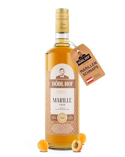 Hödl Hof Marille Fass | 38% vol. | Marillenschnaps im Holzfass gelagert (Eichenfass) | Marille Obstbrand aus Früchten von lokalen Bauern | (1,0 l) von Hödl Hof