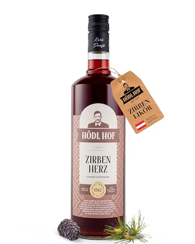 Hödl Hof Zirbenherz-Likör 1,0L I Hochwertiger Zirbenlikör aus steirischen Zirbenzapfen I Premium-Zirben-Likör mit zarter Süße & Citrusnoten I Edle Spirituose 20% vol von Hödl Hof
