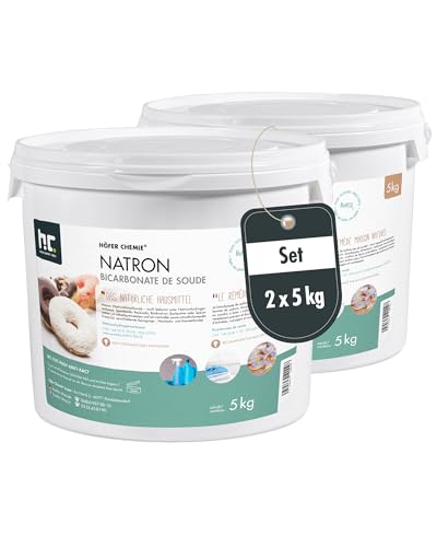 Höfer Chemie Natron Backsoda Natriumhydrogencarbonat 2 x 5 kg - Natron Pulver in Lebensmittelqualität - Effektives Hausmittel - Vielseitig Verwendbar von Höfer Chemie