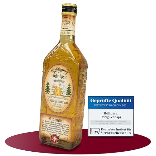 Höllberg® Original Honig-Schnäpsle 32% vol. (0,7L) – Leckerer Honiglikör mit Vanillenote | Honig Schnaps | Perfekte Geburtstags Geschenk | Spezialität von HÖLLBERG