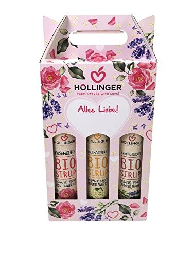 Höllinger Geschenkkarton mit 3 verschiedenen Blütensirupen - Perfektes personalisiertes Geschenk für Frauen von HÖLLINGER - JUST LOVING NATURE