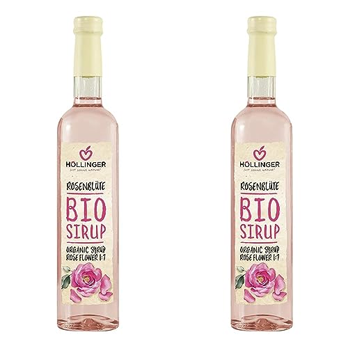 Höllinger Bio Rosenblütensirup, Blütenmischungen, 500 ml (Packung mit 2) von Höllinger