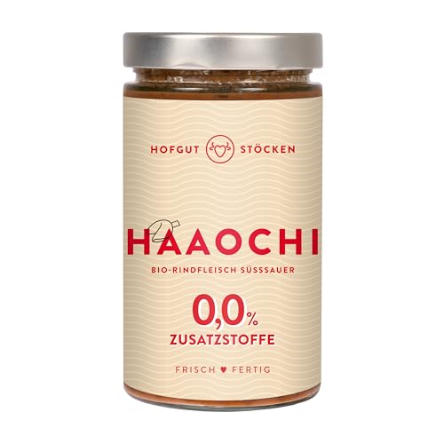 Hofgut Stöcken | HAAOCHI Bio-Rindfleisch süßsauer | Fertiggericht im Glas | Asiatische Spezialität mit Ananas, Paprika & Zwiebeln (620ml) Hofgut Stöcken | HAAOCHI Bio-Rindfleisch süßsauer | Fertiggericht im Glas | Asiatische Spezialität mit Ananas, Paprika & Zwiebeln (620ml) von Hofgut Stöcken