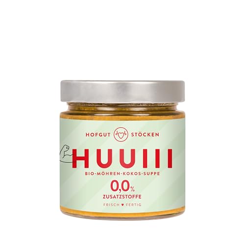 Hofgut Stöcken | Huuiii Bio-Möhren-Kokos-Suppe (vegan) | Cremige Suppe mit Kokosmilch & Ingwer | Fertiggericht ohne Zusatzstoffe | 330ml von Hofgut Stöcken