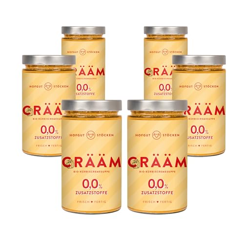 Hofgut Stöcken | Paket 6x Crääm Bio-Kürbiscremesuppe mit Hokkaido | Samtige Cremesuppe ohne Zusatzstoffe | Fertiggericht im Glas | 6 x 620ml Hofgut Stöcken | Paket 6x Crääm Bio-Kürbiscremesuppe mit Hokkaido | Samtige Cremesuppe ohne Zusatzstoffe | Fertiggericht im Glas | 6 x 620ml von Hofgut Stöcken