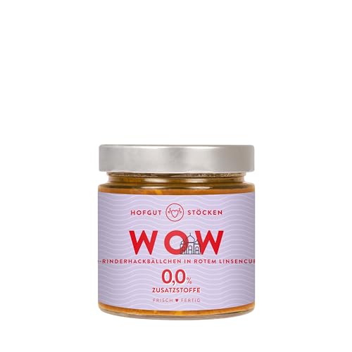 Hofgut Stöcken | WOW Bio-Rinderhackbällchen in rotem Linsencurry | Würziges Fertiggericht ohne Zusatzstoffe | (330ml) von Hofgut Stöcken