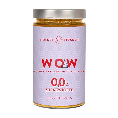 Hofgut Stöcken | WOW Bio-Rinderhackbällchen in rotem Linsencurry | Würziges Fertiggericht ohne Zusatzstoffe | (620ml) Hofgut Stöcken | WOW Bio-Rinderhackbällchen in rotem Linsencurry | Würziges Fertiggericht ohne Zusatzstoffe | (620ml) von Hofgut Stöcken