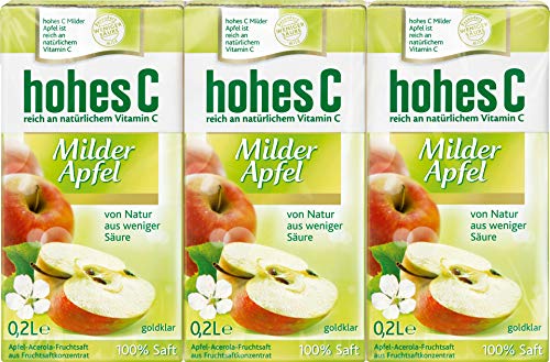 Hohes C Milder Apfel, ohne Zuckerzusatz, 3 x 0,2 lt. Tetra - 0.6L von Hohes C