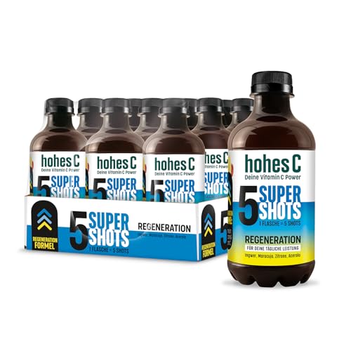 Hohes C Super Shots Regeneration (12 x 330ml) – Volle Leistung mit Ingwer, Maracuja, Zitrone und Acerola – vegan, ohne Zuckerzusatz & Konservierungsstoffe von Hohes C
