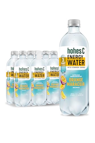 hohes C Energy Water Orange Maracuja (6 x 750ml), mehr Energie mit Vitamin C, B6 & B12 + Guarana, nur 3kcal/100ml, ohne Zuckerzusatz, ohne Konservierungsstoffe, vegan von Hohes C