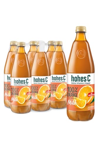 hohes C Milde Orange mit zartem Fruchtfleisch (6 x 1l), 100% Saft, Orangensaft, Vitamin C, ohne Zuckerzusatz laut Gesetz, weniger Säure, vegan von Hohes C