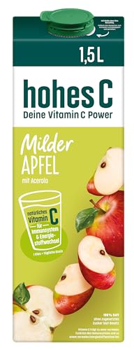 hohes C Milder Apfel (1 x 1,5l), 100% Saft, Apfelsaft, Vitamin C, ohne Zuckerzusatz laut Gesetz, weniger Säure, vegan von Hohes C