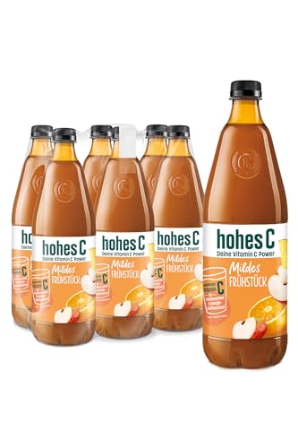 hohes C Mildes Frühstück (6 x 1l), 100% Saft, Orange, Ananas, Apfel, Acerola, Vitamin C, ohne Zuckerzusatz, weniger Säure, vegan von Hohes C
